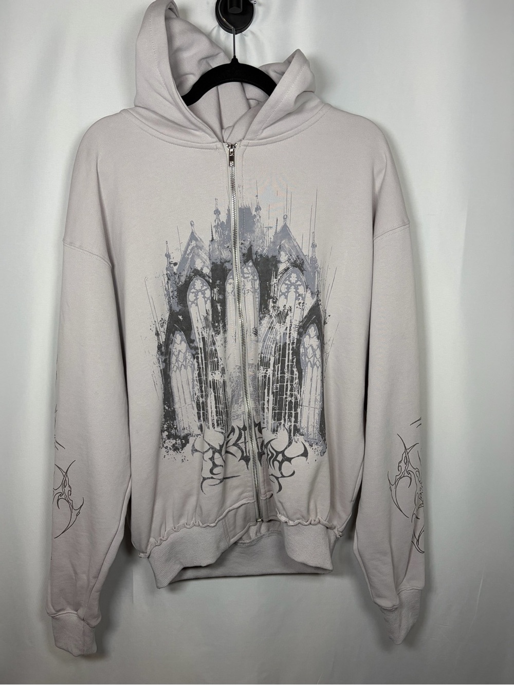 Insomnia Soft Oversized Gothic Long-Sleeve Zip-Up Jacket with Hood